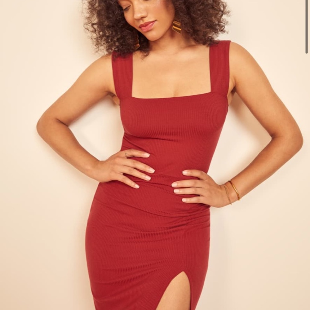Reformation Cassi dress — terracotta